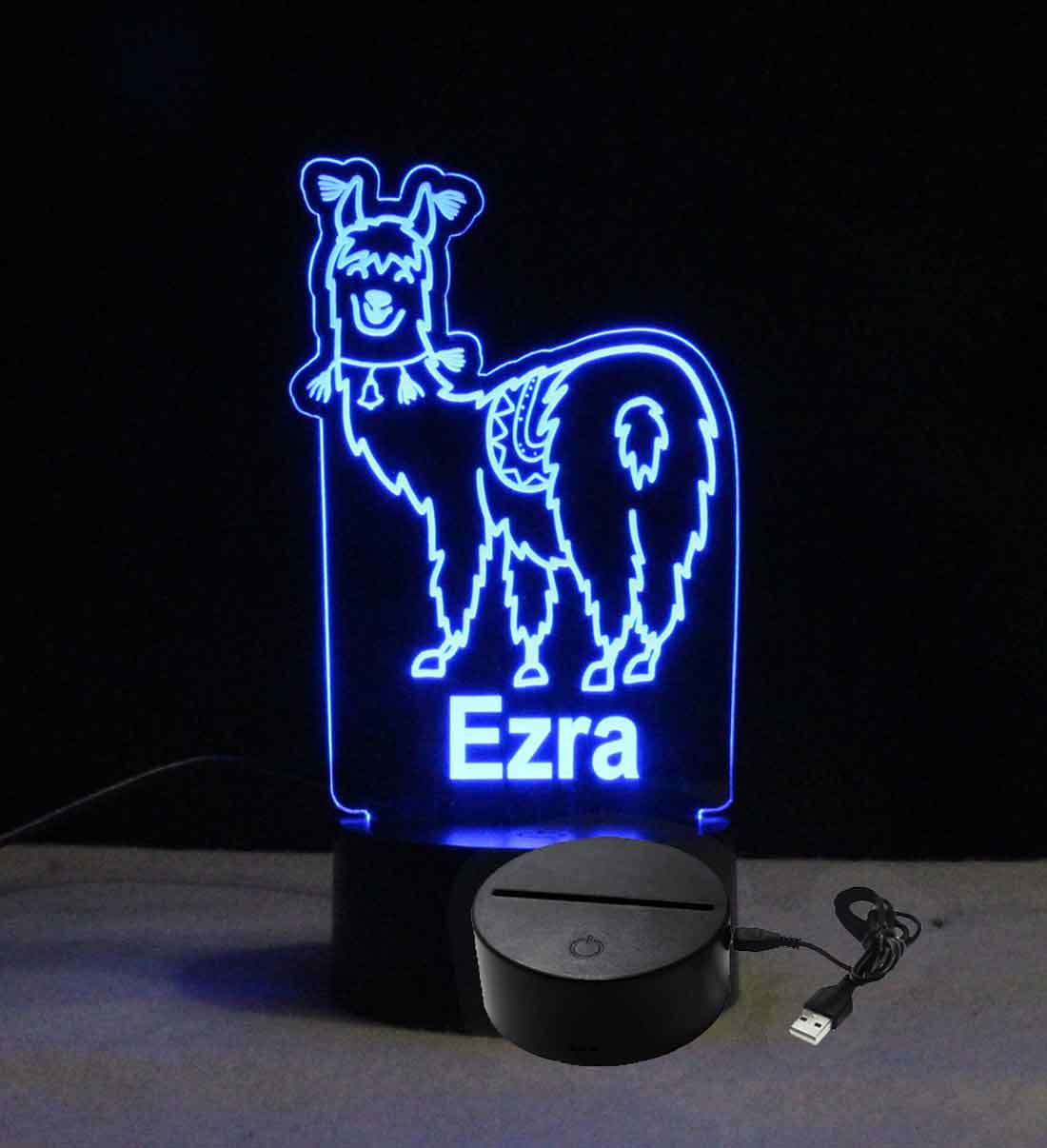 Personalized Engraved Llama Night Light - USB - 110V - Battery - Customizable